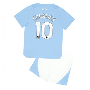 Manchester City Jack Grealish #10 Koszulka Podstawowych Dziecięca 2023-24 Krótki Rękaw (+ Krótkie spodenki)